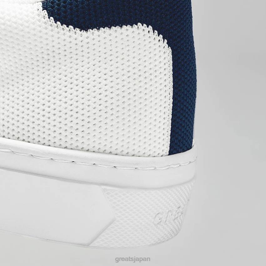 靴 ホワイトネイビー GREATS ロイヤルニット F40N53